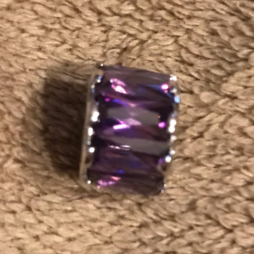 Lia Sophia silver circle charm with purple stones